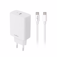 "Maxlife MXTC-10-30C PD QC įkroviklis 1x USB-C 30W baltos spalvos + USB-C - USB-C kabelis 60W