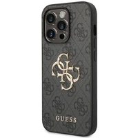 Guess GUHCP15L4GMGGR iPhone 15 Pro 6.1" pilkas/pilkas kietas dėklas 4G Didelis Metalinis Logotipas