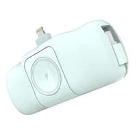 Wozinsky WF16-YLS 5000mAh 15W Lightning mini išorinė baterija su įmontuotu USB-C kabeliu ir Apple Watch įkrovikliu - žalia