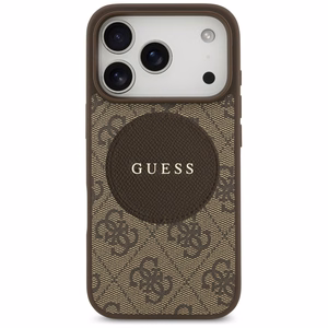 Guess 4G Circle Classic Logo Magnetinis dėklas telefonui iPhone 17 Pro - ruda