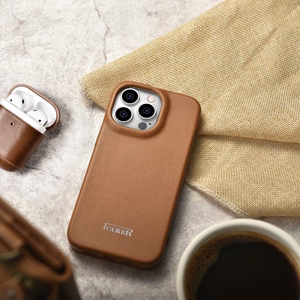 iCarer CE Premium odinis folio dėklas iPhone 14 Pro su MagSafe magnetiniu flipu - raudonas