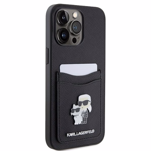 Karl Lagerfeld KLHCP15XSAPKCNPK iPhone 15 Pro Max 6.7" juodas dėklas Saffiano Cardslot KC Metal Pin