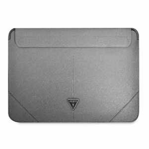 Guess Saffiano Triangle Logo dėklas 14" nešiojamam kompiuteriui - sidabrinis