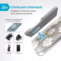 Speck Presidio Lux ClickLock & MagSafe - iPhone 16 dėklas (Sunshine Daisies / Clear / auksinis)