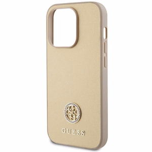 Guess GUHCP15LPS4DGPD iPhone 15 Pro 6.1" auksinis/auksinis kietas dėklas Strass Metalinis Logotipas