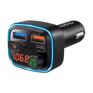 Automobilinis FM siųstuvas su Bluetooth, 2 USB prievadais ir USB-C