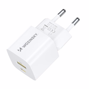 Wozinsky WWCEAC GaN USB-A USB-C 33W sieninis įkroviklis - baltas