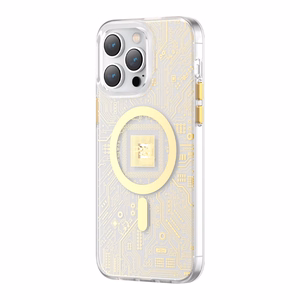 Kingxbar PQY Geek Series magnetinis dėklas telefonui iPhone 14 Plus MagSafe auksinis