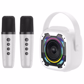 Blavec nešiojamas Bluetooth garsiakalbis WS-08 Karaoke Idol 8W su 2 mikrofonais baltas