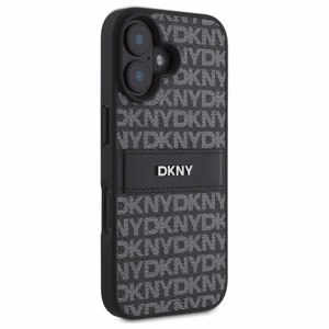 DKNY tekstūrinio rašto dryžuotas dėklas telefonui iPhone 16 - juodas