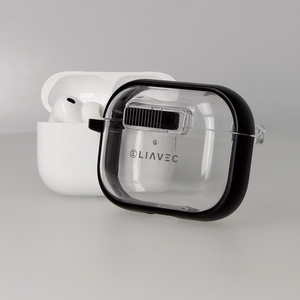 Liavec SlideLock Dėklas for Apple AirPods Pro 3 skaidrus-juodas