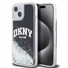 DKNY skystojo blizgučio didelio logotipo dėklas telefonui iPhone 15 Plus / 14 Plus - juodas