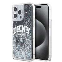 DKNY skystojo blizgučio didelio logotipo dėklas telefonui iPhone 14 Pro Max - juodas
