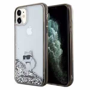 Karl Lagerfeld Liquid Glitter Choupette dėklas telefonui iPhone 11 / Xr - permatomas