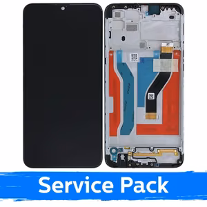 Ekranas skirtas Samsung A107 A10s juodas su rėmeliu (Service Pack)