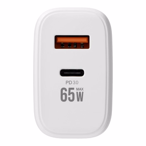 Telefono įkroviklis „VEGER“ USB-A + C tipo, PD, QC3.0, 3,25 A, 65 W + kabelis USB-C į USB-C TR67, baltas