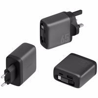 Tinklo įkroviklis Energea Ampcharge Arc 65 USB-A/USB-C + susisukantis laidas USB-C PD/PPS/QC3.0 GaN gunmetal