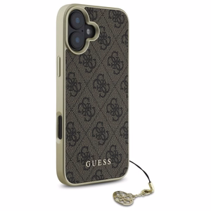 Guess 4G Charms Kolekcijos dėklas iPhone 16 - rudas