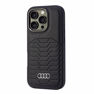 Audi Sintetinės odos Magnetinis iPhone 16 Pro 6.3" juodas/juodas kietas dėklas AU-TPUPCMIP16P-GT/D3-BK