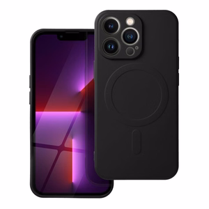 Silikoninis MAG COVER dėklas telefonui iPhone 17 Pro juodas, suderinamas su MagSafe