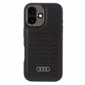 Audi Sintetinės odos Magnetinis iPhone 16 Plus 6.7" juodas/juodas kietas dėklas AU-TPUPCMIP16M-GT/D3-BK