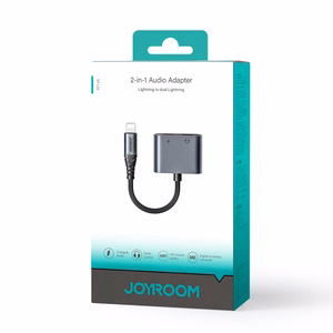 2‑in‑1 garso adapteris Joyroom SY-L02 Lightning į dvigubą Lightning (juodas)
