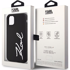 Karl Lagerfeld KLHCN61SKSVGK iPhone 11 / Xr 6.1" juodas kietas dėklas Silikoninis Parašas