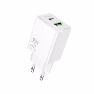 Įkroviklis Hoco N71 30W GaN USB-C/USB-A baltas