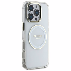 Guess IML Metal Colored Circle Classic Logo Magnetinis dėklas telefonui iPhone 16 Pro Max - baltas