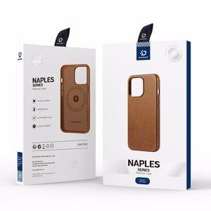 Dux Ducis Naples dėklas iPhone 14 Plus magnetinis odinis dėklas MagSafe rudas