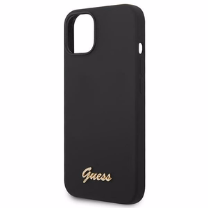Guess GUHCP14MSLSMK iPhone 14 Plus 6.7 "juodas/juodas kietas dėklas Silicone Vintage Gold Logo