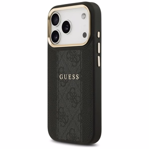 Guess 4G Stripe Magnetinis dėklas telefonui iPhone 17 Pro - juoda