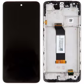 LCD ekranas Xiaomi Redmi Note 10 5G / Redmi Note 10T 5G / Poco M3 Pro 5G su lietimui jautriu ekranu ir rėmeliu juodas originalus (service pack)