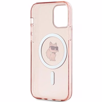 Karl Lagerfeld IML Choupette Magnetinis dėklas iPhone 12/12 Pro - rožinis