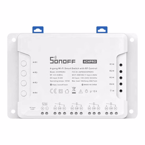 SONOFF išmanusis 4 kanalų jungiklis Wi-Fi, su RF 433MHz palaikymu, sauso kontakto