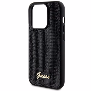 Guess Sequin Script Metal dėklas telefonui iPhone 13 Pro / 13 - juodas