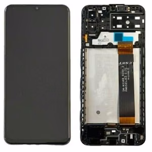 LCD ekranas Samsung A135 A13 4G 2022 su jutikliniu ekranu ir rėmeliu juodas originalus (serviso paketas)