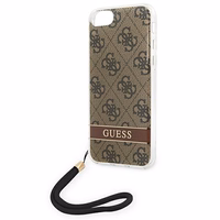 Guess GUOHCI8H4STW iPhone SE 2022 / SE 2020 / 7 / 8 rudas kietasis dėklas su 4G rašto dirželiu