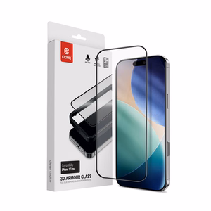 Crong 3D Armor Glass grūdintas apsauginis ekrano stiklas, skirtas iPhone 17 Pro, su montavimo rėmeliu
