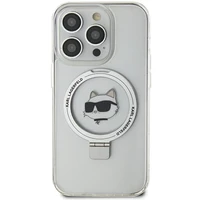 Karl Lagerfeld KLHMP15XHMRSCHH iPhone 15 Pro Max 6.7" baltas kietas dėklas su stovu Choupette Head MagSafe