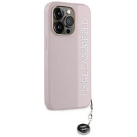 Karl Lagerfeld Saffiano Rhinestones & Charm dėklas telefonui iPhone 15 Pro - rožinis