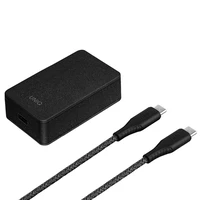 Uniq Versa Slim LITHOS Collective USB-C PD 18W sieninis įkroviklis + USB-C / USB-C kabelis – juodas