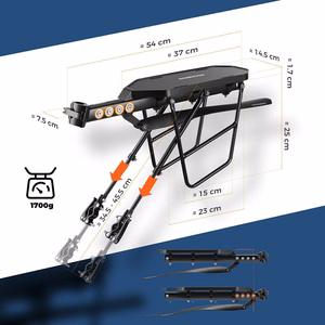 Rockbros RBHJ-1 Black Diamond dviračio bagažinė su purvasaugiu ir greito tvirtinimo sistema 26-29" kalnų dviračiams - juoda