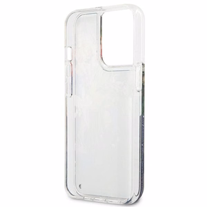 Guess gėlių skystas blizgučiai dėklas iPhone 13 Pro Max - mėlynas