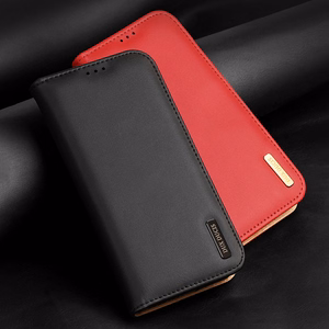 Dux Ducis Hivo odinis atverčiamas dėklas natūralios odos piniginė kortelėms ir dokumentams Samsung Galaxy S22 + (S22 Plus) mėlynas