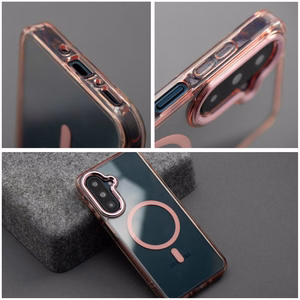 Dėklas Samsung A27 Frame Clear Hybrid Mag Cover, suderinamas su MagSafe, pudros rožinis