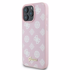 Guess Bijūnų užrašas Magnetinis dėklas telefonui iPhone 16 Pro - rožinis