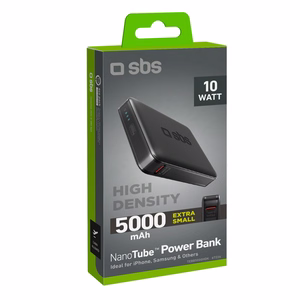 Išorinė baterija SBS NanoTube 5000 mAh Aukšto tankio - juoda