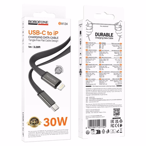 Borofone laidas BX124 Peace - Type C į Lighting - PD 30W 1 metras juodas