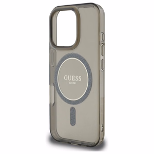 Guess IML Glitter Circle Magnetinis dėklas iPhone 16 Pro Max - juodas